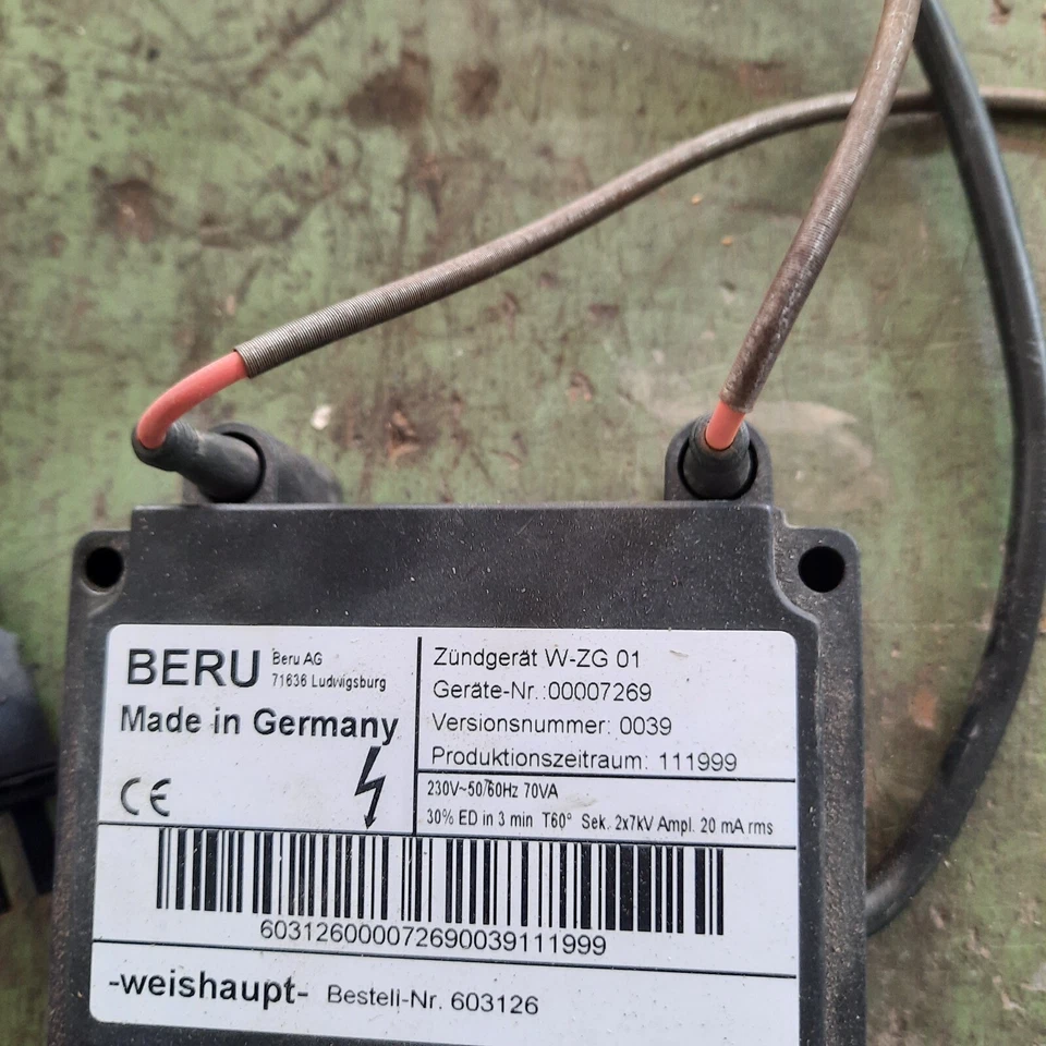 Zündtrafo Weishaupt W-ZG 01 BERU Ölbrenner - Bild 1 von 1
