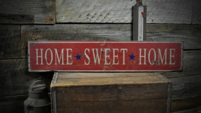 Home Sweet Home Wood Sign- Rustic Hand Made Vintage Wooden Sign - Image 1 of 2