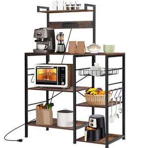 Tierd Microwave Oven Rack Stand Storage Holder Kitchen Corner Shelf Floor Stand - Picture 1 of 8