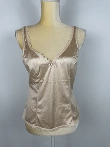 Vintage Montgomery Ward Beige Camisole Damen Größe 36 Spitzenbesatz Nylon Cami Sexy - Bild 1 von 9
