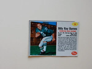 1962 Post Football Trading Card # 31 - Billy Ray Barnes - Philadelphia Eagles - Picture 1 of 2