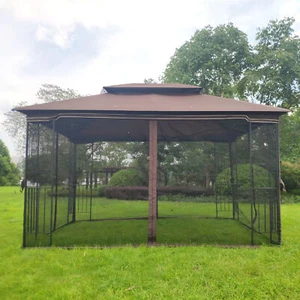 13x10 FT Outdoor Patio Gazebo Canopy Tent Ventilated Double Roof & Mosquito Net - Picture 1 of 18