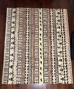 THC Hawaiian Textile Stamped Fabric Brown Ivory 43' x 52" Cut - Picture 1 of 21
