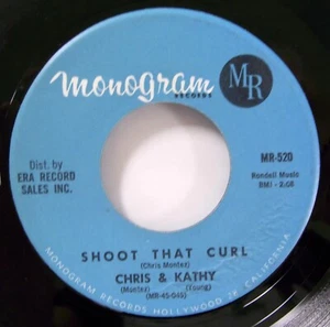 CHRIS & KATHY 45 Shoot that curl / It takes two MONOGRAM Surf Near-MINT Jr 2883 - Picture 1 of 3