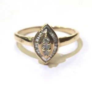 10k Yellow Gold .26ct Natural Round Cut I2 Diamond Cluster Ring 2.4g Vintage 7 - Imagen 1 de 8