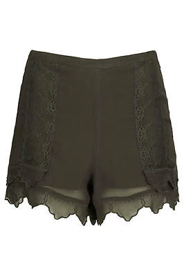 TOPSHOP PETITE lace scallop hem shorts UK 6 in Dark Grey - New - Image 1 of 4