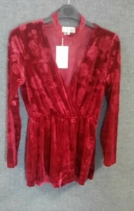 IN THE STYLE Claret Long Sleeve Choker Style Jumpsuit playsuit UK 16 NH011 AA 03 - Picture 1 of 4