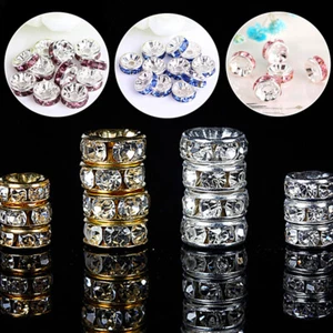 50Pcs 8mm Rhinestone Crystal Round Loose Spacer Beads for Jewelry Making DIY 67 - Picture 1 of 18