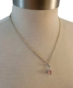 Silvertone Pendant Swarovski Crystal Heart Pendant Necklace Pink Silvertone - Picture 1 of 6