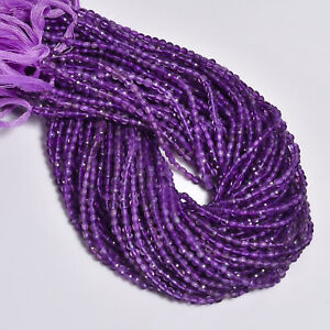Natural Amethyst Gemstone Coin Shape Faceted Beads 4 mm Strand 12.5" XY-490