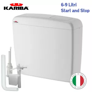 CASSETTA WC ESTERNA ZAINO BAGNO BIANCA IN ABS KARIBA SUPER ECO SCARICO LT. 9 - Foto 1 di 3