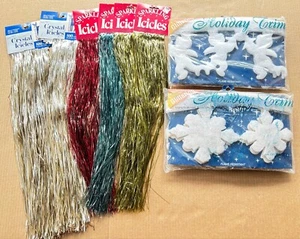 Vintage Christmas Tinsel Icicle & Holiday Trim Tree Decoration Lot - Picture 1 of 7