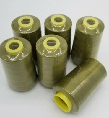 6 Spools Light Olive Serger Sewing Machine Thread 6000 YDS Cone Quality T27 S/2 - Image 1 of 4