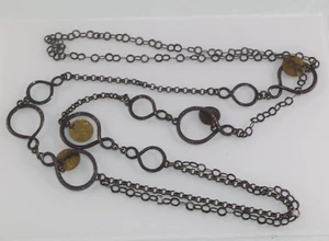 Rare Retired Silpada Sterling Silver Link Chain Oxidized Disk Necklace - Picture 1 of 9