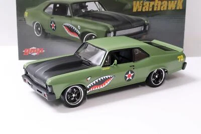 1:18 GMP 1970 Chevrolet Nova Street Fighter Coupe WARHAWK Verde/Nero - Immagine 1 di 4