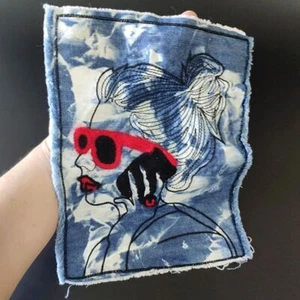 Denim Badge Embroidery Patching Large Fabric Patches Women Sew On Clothes - Picture 1 of 12