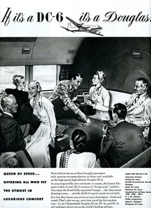 1948 Douglass Aircraft Co If It's A DC-6 Fly More Places Magazine Ad Plane b & w - Picture 1 of 4