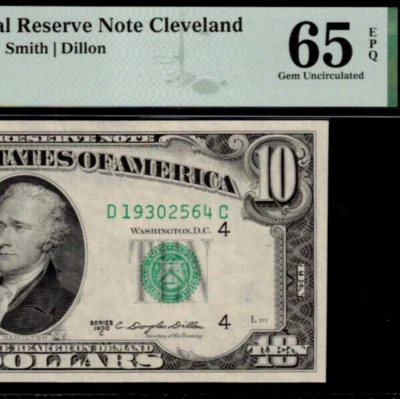 1950C $10 Federal Reserve Note PMG Gem 65EPQ - Cleveland - Fr 2013-D - Image 1 of 3
