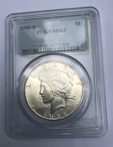 1926 S USA Peace $ - PCGS MS 63- Brilliant - Picture 1 of 3