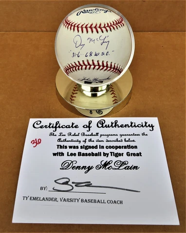 Detroit Tigers Denny McLain baseball with inscription - Last 30 Game winner Cover