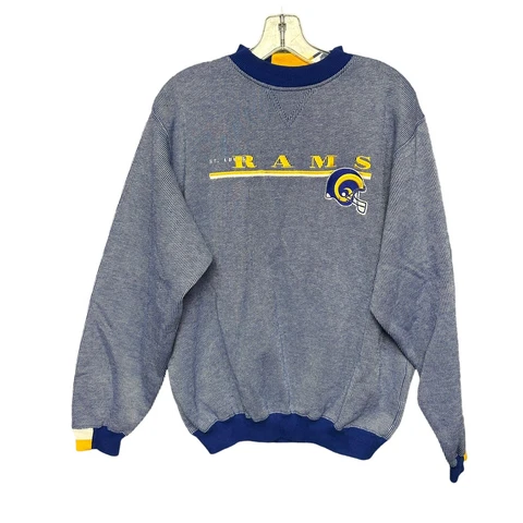 Vintage St. Louis Rams Puma Sweater Mens Size M Blue Yellow Pullover Logo NFL Cover