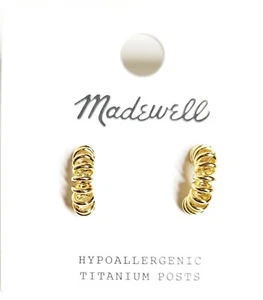 Madewell Multi-Ring Small Hoop Earrings in Pale Gold Brass Nickel Safe NT414 NWT - Picture 1 of 14