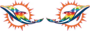 Dolphins Tie Dye Mini Football Helmet Decals - Picture 1 of 2