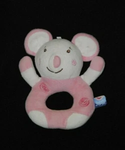 Peluche doudou souris rose blanc SUCRE D'ORGE hochet grelot 15 cm TTBE  - Picture 1 of 1