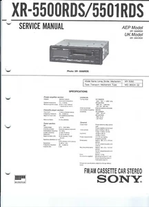 Manual de servicio original Sony para CAR XR-5500 RDS incl. suplemento 1 - Imagen 1 de 2