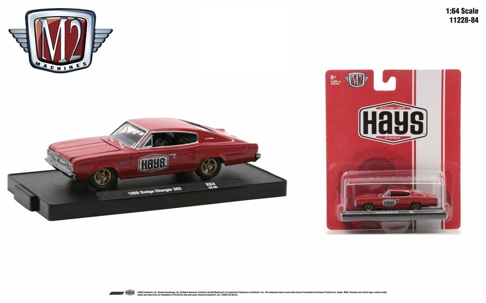 1:64 M2 Machines 1966 Dodge Caricabatterie 383 Rosso Hays R84 - Immagine 1 di 1