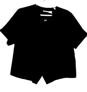 Christie & Jill Jacket Women 20W Black Short Sleeves Career Business Minimalist - Picture 1 of 7