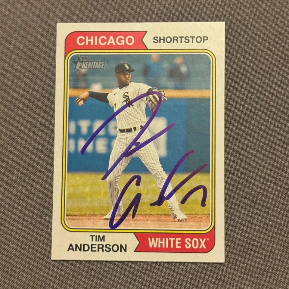 TIM ANDERSON Signed Autographed 2023 Topps Heritage Baseball Card White Sox #379 - Image 1 of 1