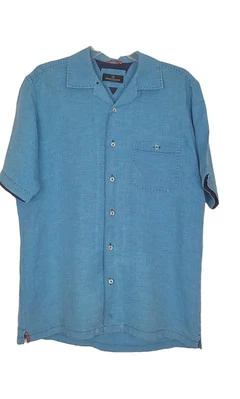 Bugatchi Uomo linen Button down Shirt Ligh Blue Short Sleeve Sz M - Image 1 of 4