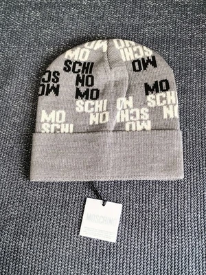 Cappello berretto Moschino grigio misto lana logo a strati - Immagine 1 di 4