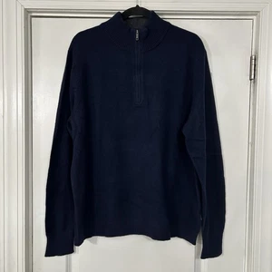 Patagonia 1/4 Zip Recycled Cashmere Sweater Men’s L Navy Blue Pullover Gorpcore - Picture 1 of 14