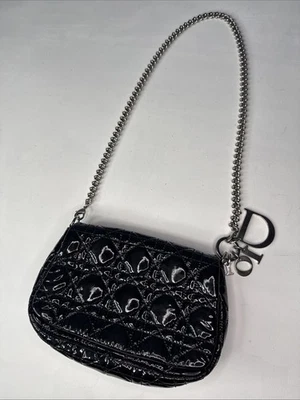Bolso de hombro Dior Cannage charol cadena solapa negro bandolera encanto Foto 1 de 4