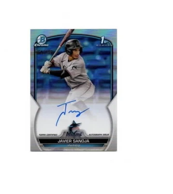 JAVIER SANOJA 2023 1st Bowman Chrome Auto #CPA-JSJ Refractor 464/499 Marlins - Image 1 of 2