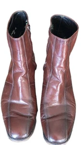 Vintage Florsheim Imperial Mens 11 D Boots Cognac Leather Side Zip Beatles - Picture 1 of 11