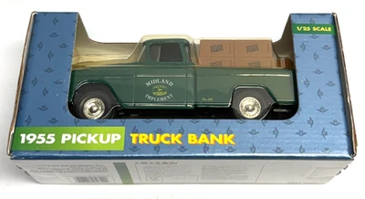 VTG NEW Ertl John Deere 1955 Chevrolet Cameo Pickup Truck Coin Bank, 1:25 Scale - Image 1 of 4
