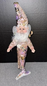 GNOME ELF Merman Sea Fairy Wing Posable Figure 19.5” Pink Sequin Mermaid TW1 - Picture 1 of 7