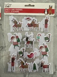 Christmas Stickers Santa And friends puffy BNIP - Picture 1 of 6