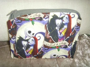 NEW MADE NIGHTMARE CHRISTMAS JACK SALLY PRINT ZIP COIN PURSE 13cms x 10cms - Picture 1 of 4
