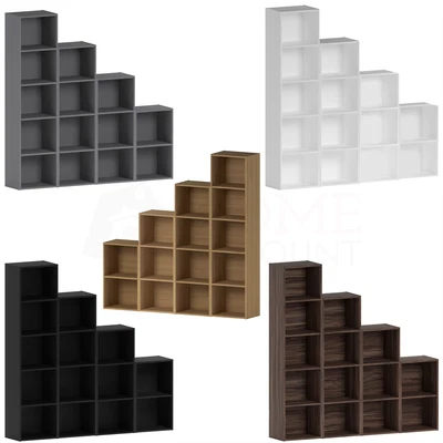 Cube 2 3 4 5 Tier Wooden Bookcase Shelf Shelving Display Storage Wood Unit Stand - Image 1 of 4