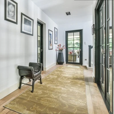 MICHAELINE & KOHLBERG Tibetan 2'11"x11'10" Runner Hand Knotted Wool & Silk Rug - Image 1 of 4