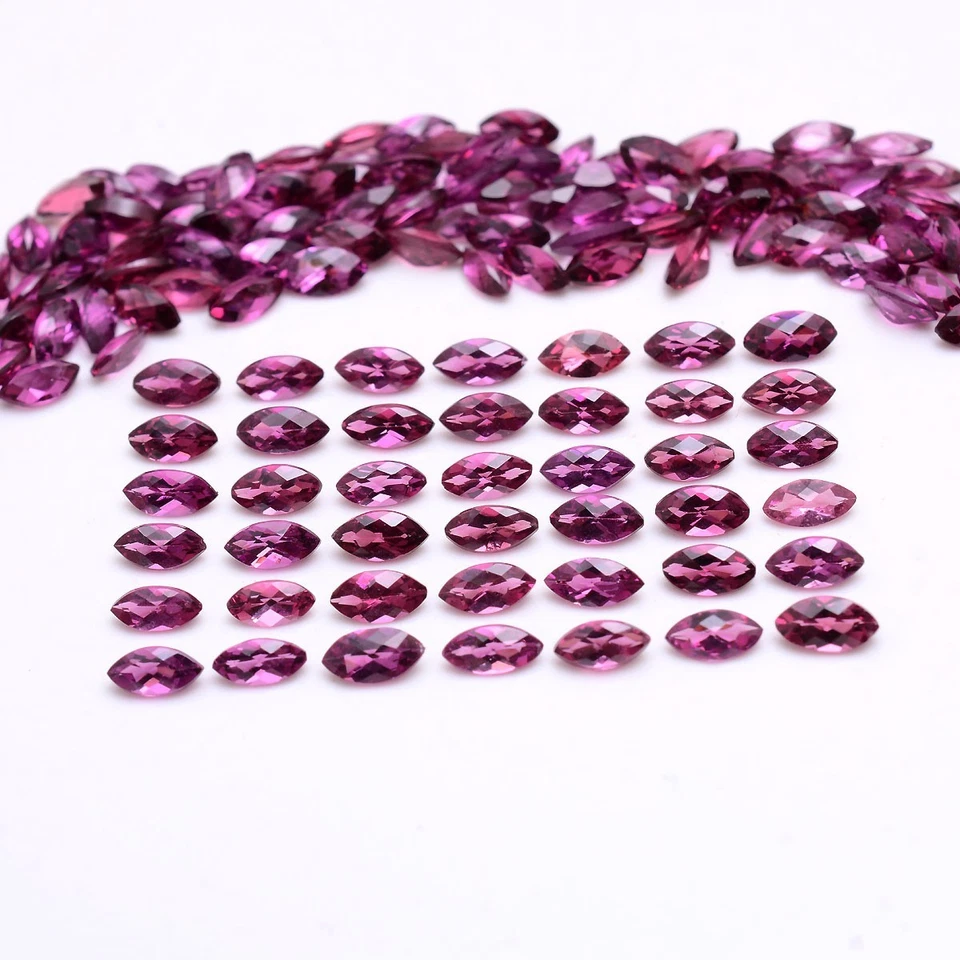 35 Pcs Natural Rhodolite Garnet Top Quality Marquise Checker Cut Gemtones Lot - Image 1 of 4