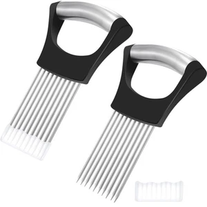 2 Piece Black Onion Slicer Holder Stainless Steel Onion Cutter for Slicing Ve... - Picture 1 of 6