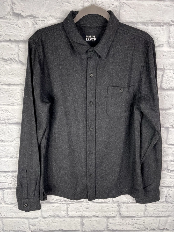 NATIVE YOUTH Men's Black Wool Button Down Shirt NWOT Medium - Image 1 of 4