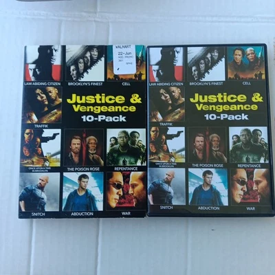 JUSTICE & VENGEANCE Movie 10 PACK 3 Disc DVD Set Action Law Abiding Citizen, War - Image 1 of 4