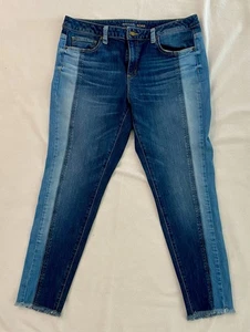 Michael Kors Women’s Izzy Skinny Jeans Size 12 Indigo/ Light Blue Denim Raw Cuff - Picture 1 of 13