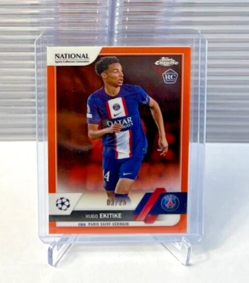 2023 Topps Chrome UEFA NSCC National Soccer HUGO EKITIKE ORANGE RC #03/25 - Image 1 of 2